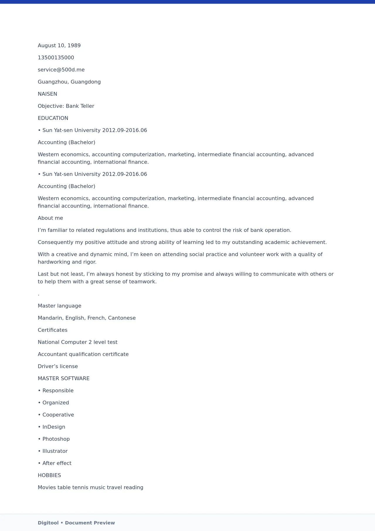 Template CV Profesional (Word) – ATS Friendly & Editable | CV Single Page #59