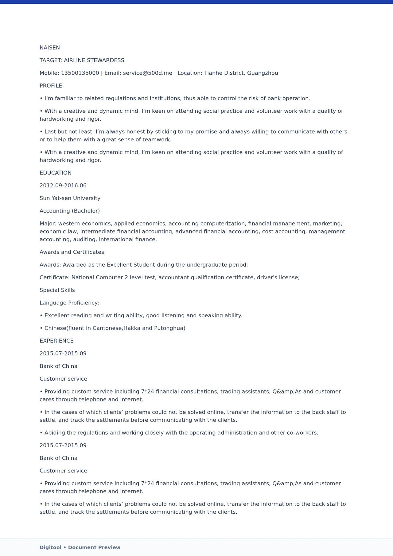 Template CV Profesional (Word) – ATS Friendly & Editable | CV Single Page #58