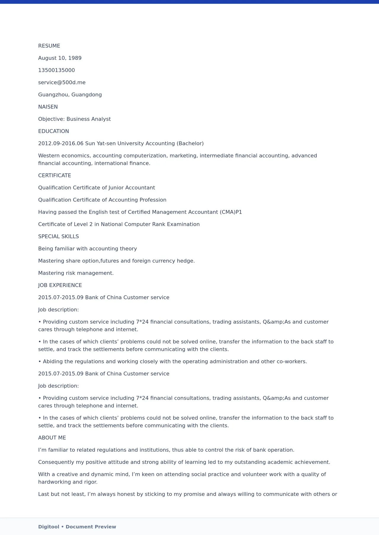 Template CV Profesional (Word) – ATS Friendly & Editable | CV Single Page #45