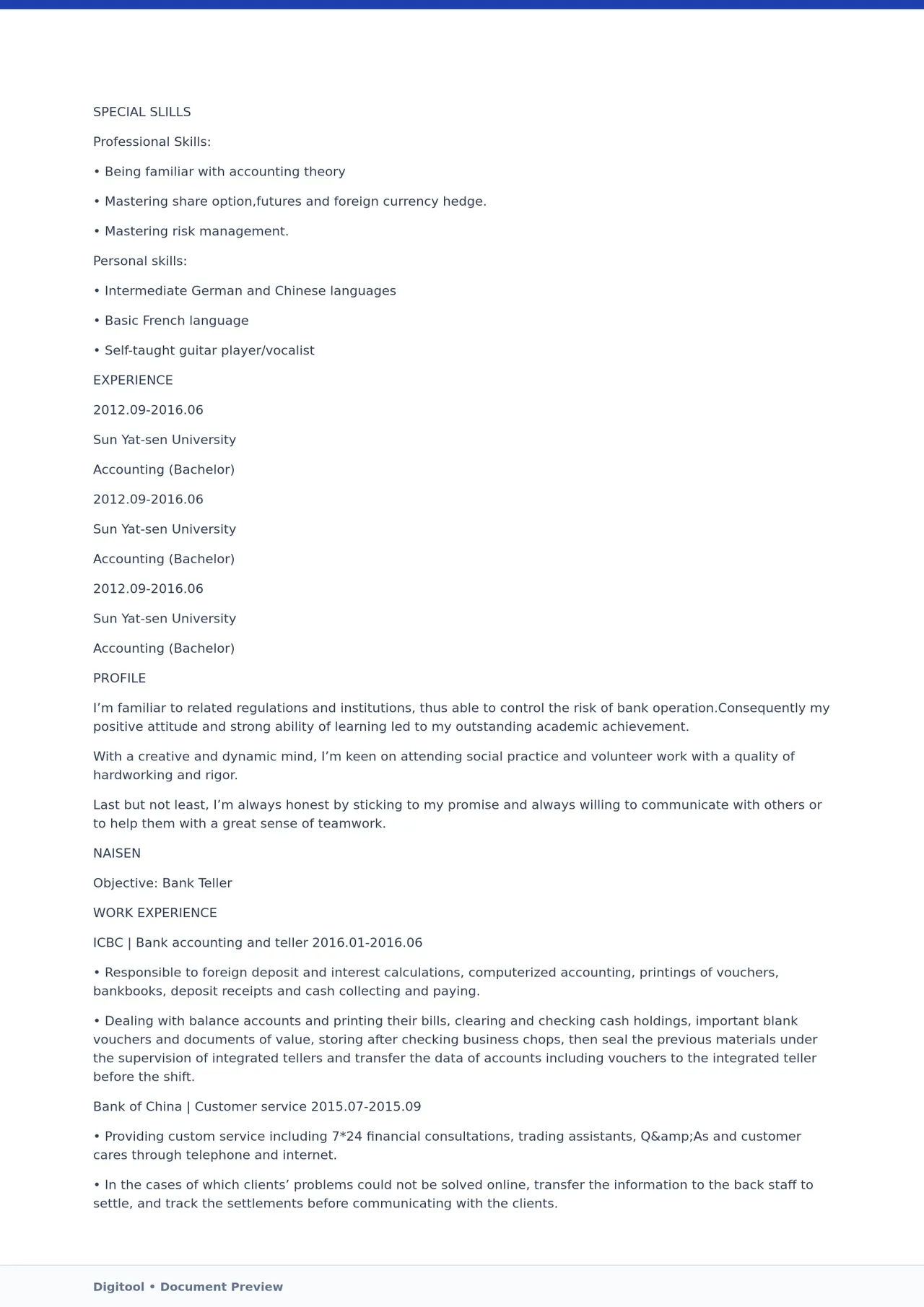 Template CV Profesional (Word) – ATS Friendly & Editable | CV Single Page #49