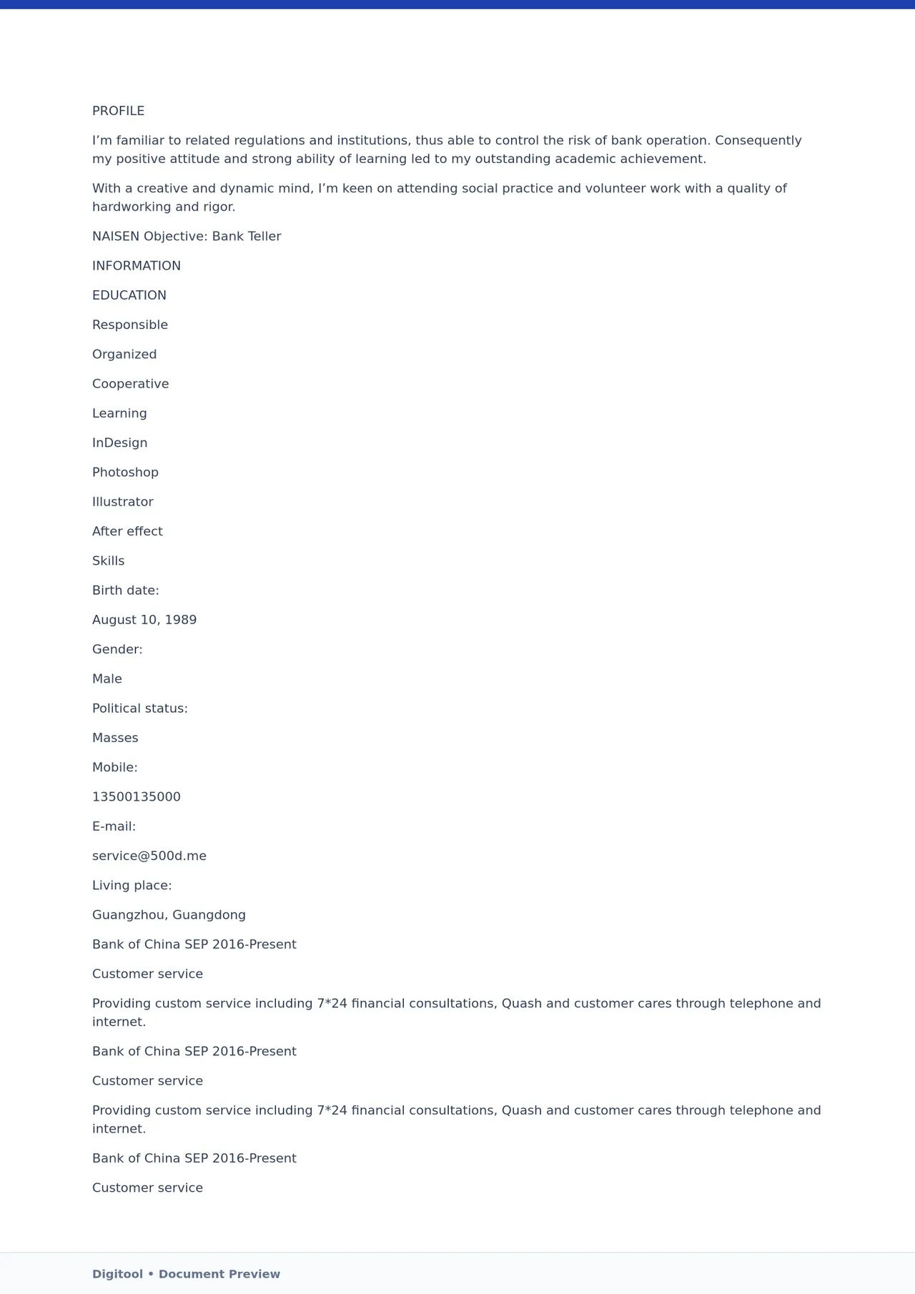 Template CV Profesional (Word) – ATS Friendly & Editable | CV Single Page #63