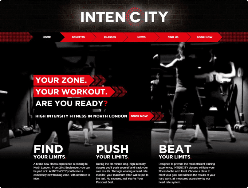 Intencity website homepage