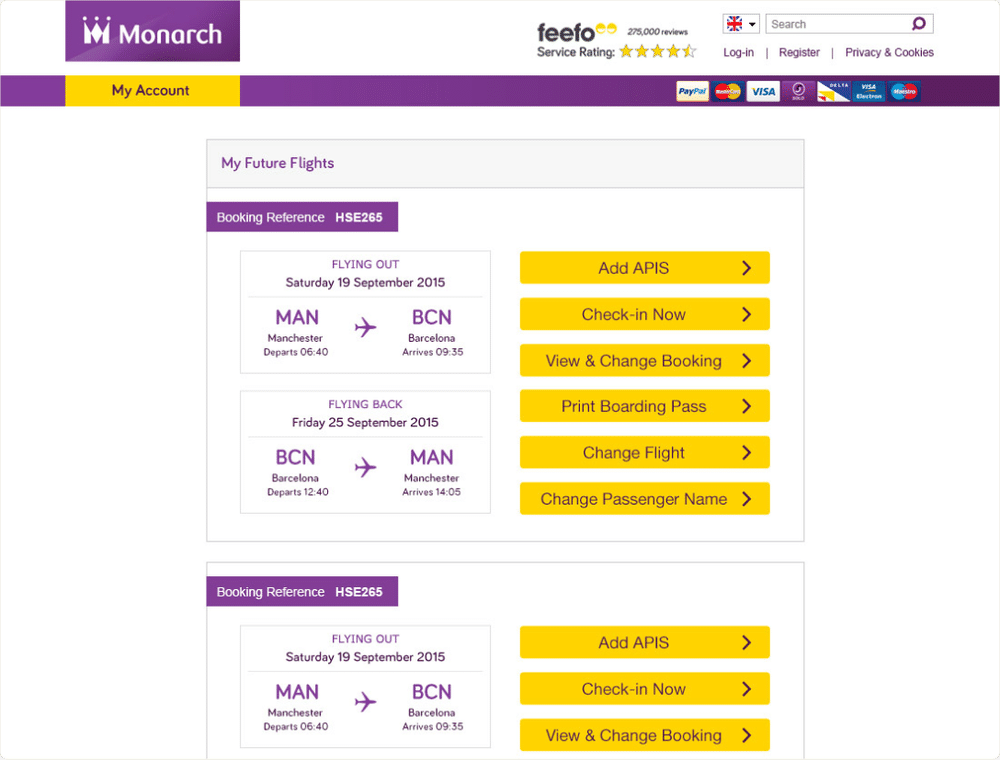 Monarch website names and extras page