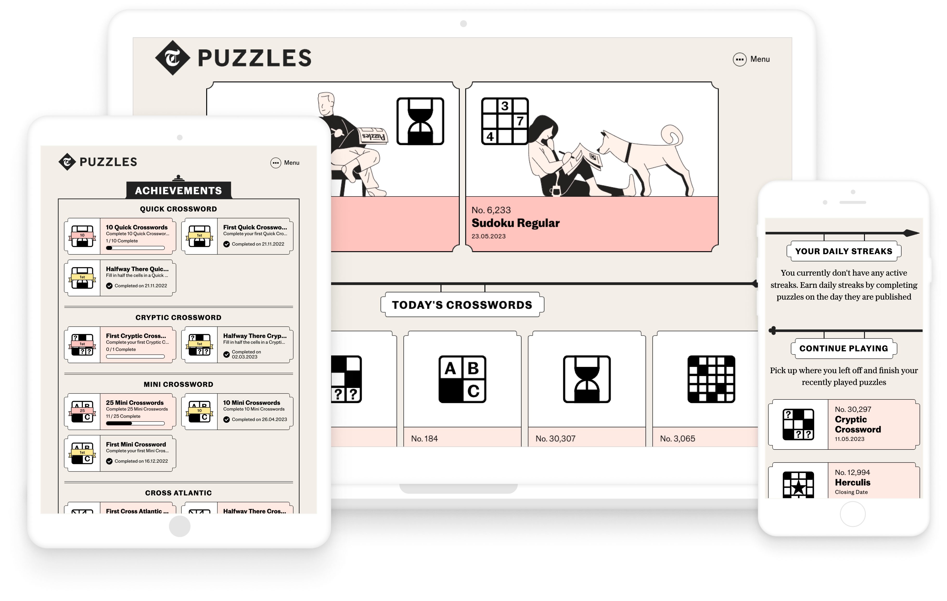 The Telegraph Puzzles UI overview