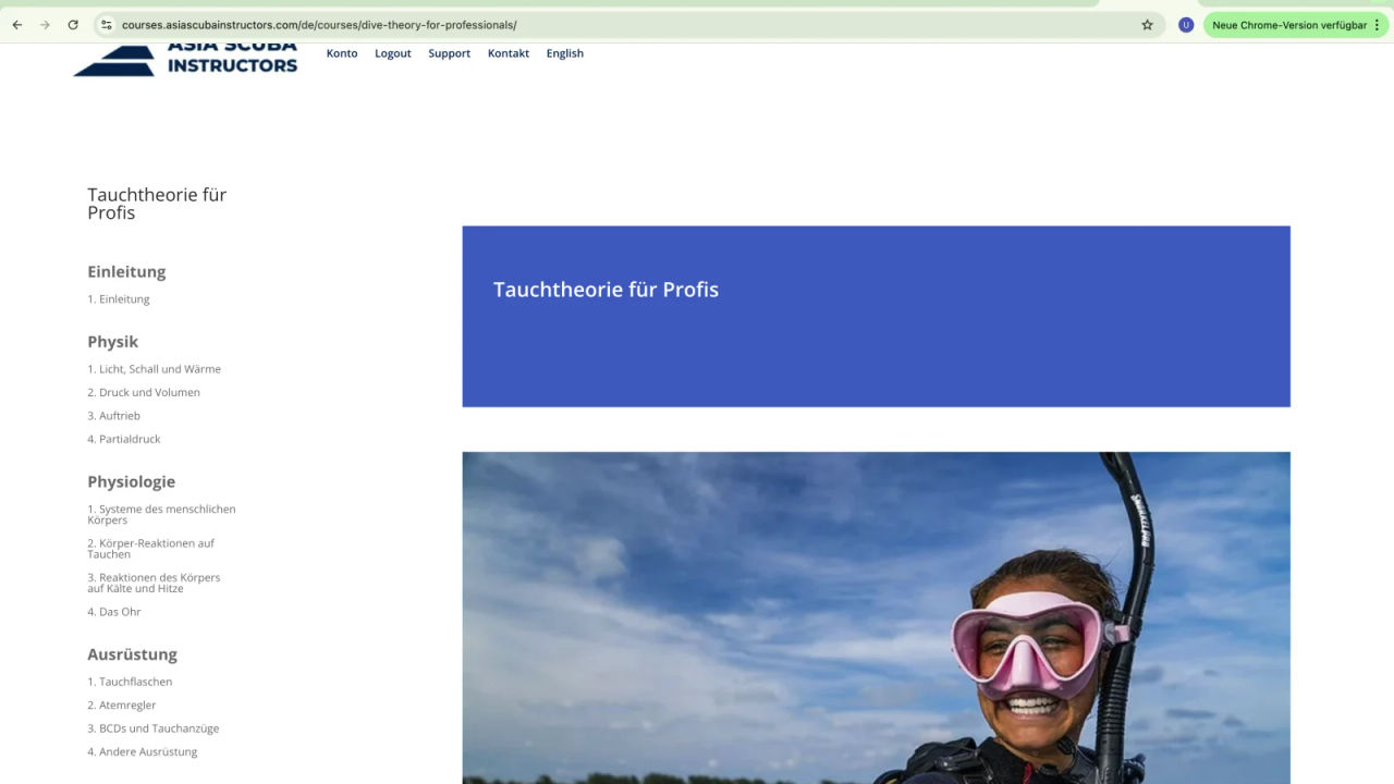 Onlinekurs "Tauchtheorie für Profis"