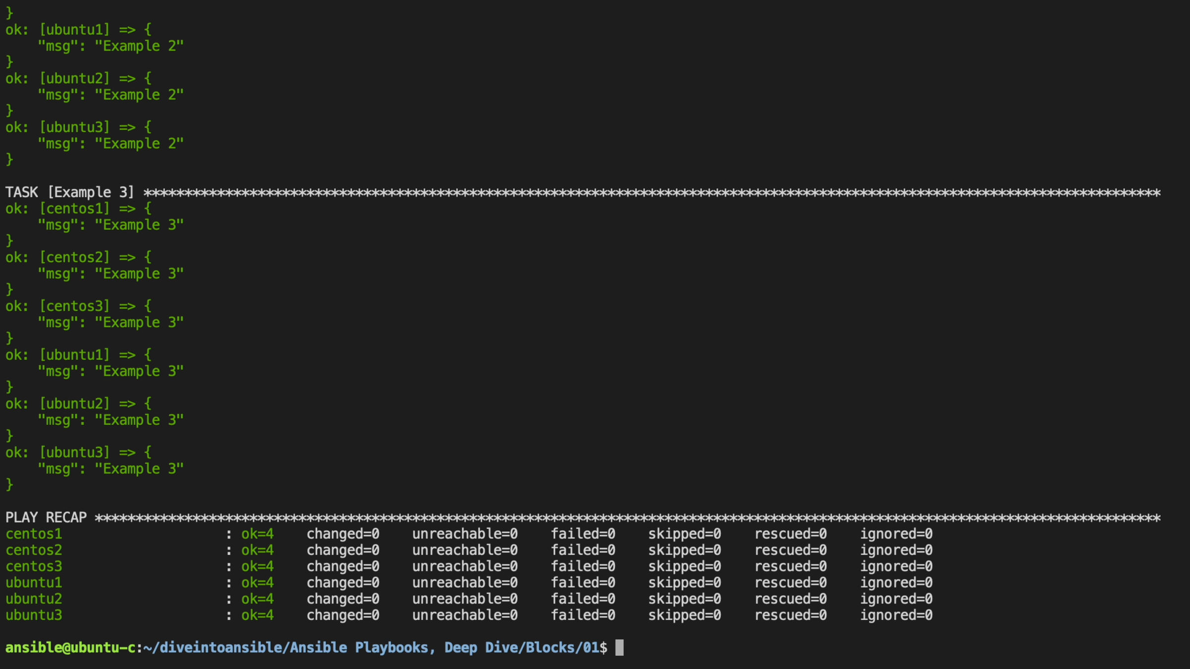 Live terminal demonstration of Ansible playbook execution and automation in action