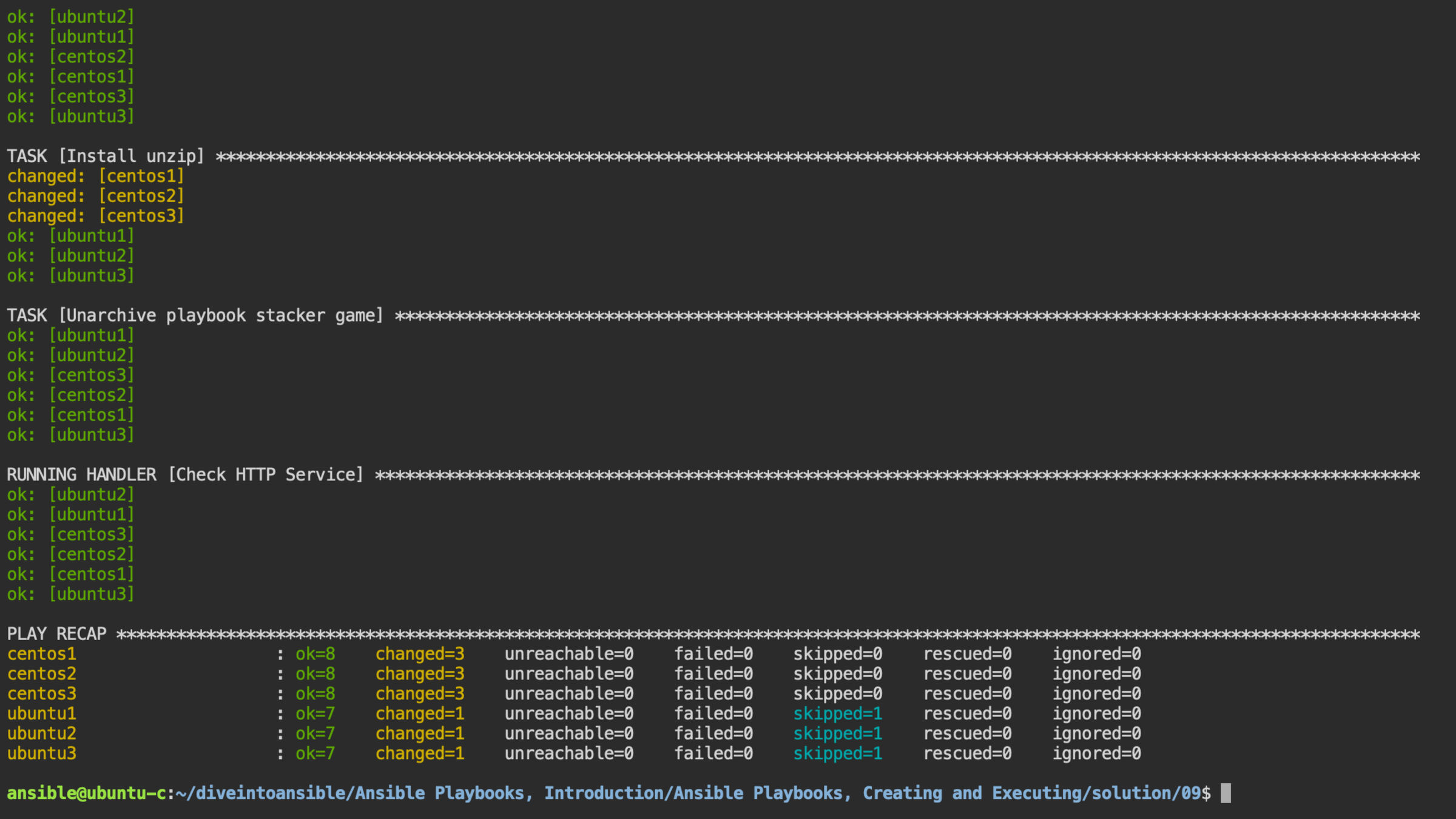 Live demonstration of Ansible playbook execution showing real-time automation results