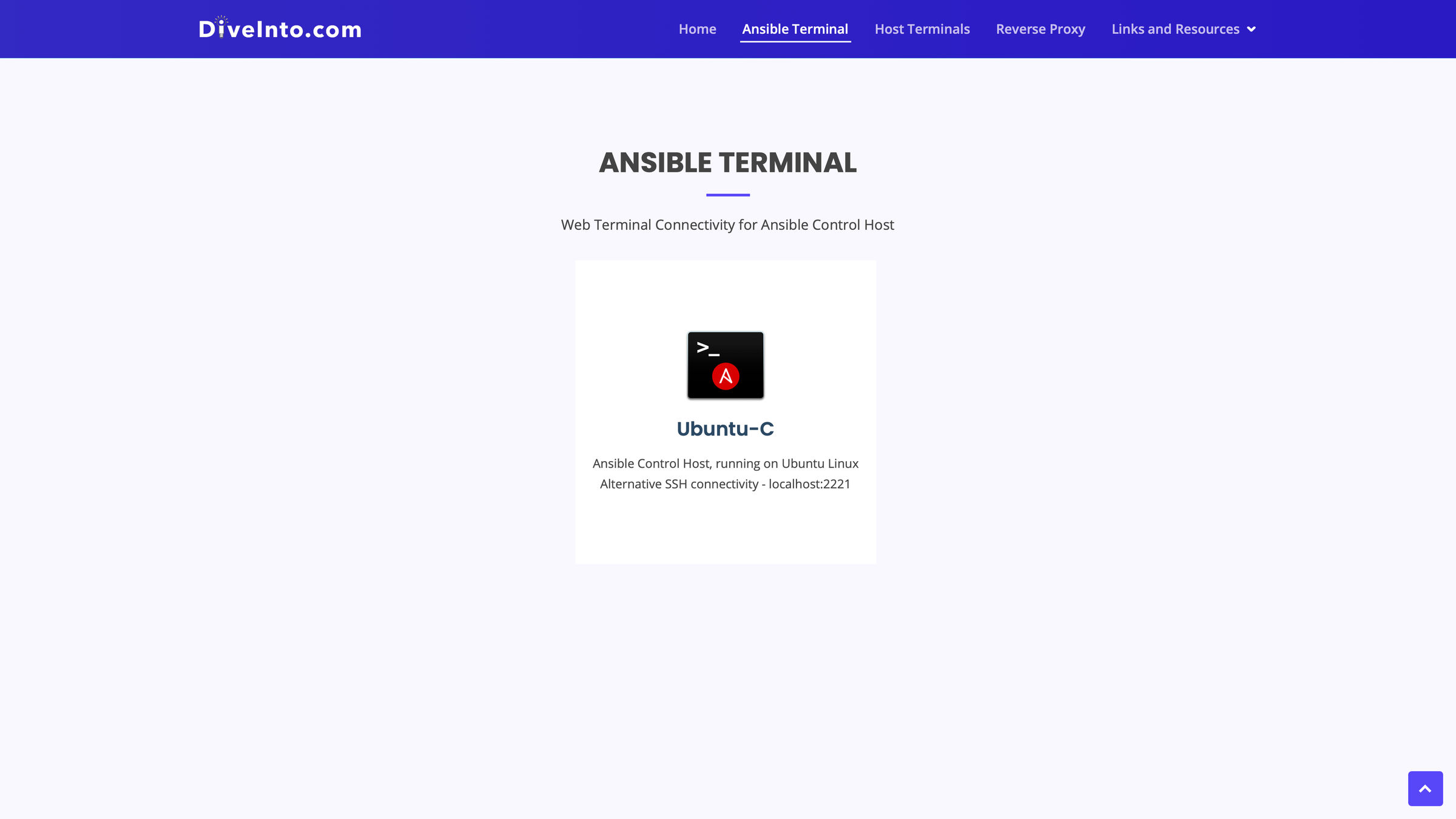 Ubuntu container environment where you'll practice Ansible automation and command execution