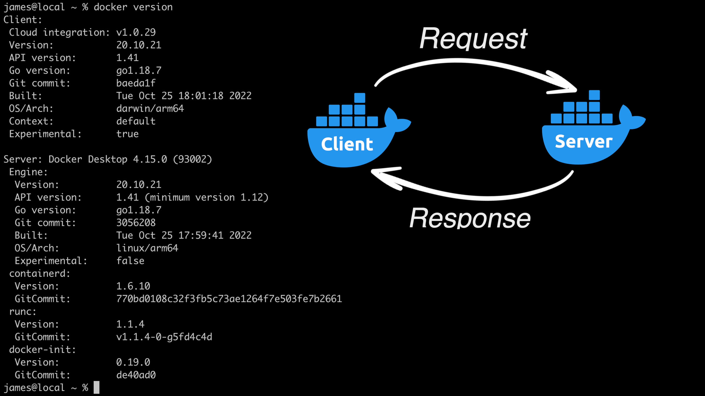 Docker client-server architecture illustrated with clear component relationships