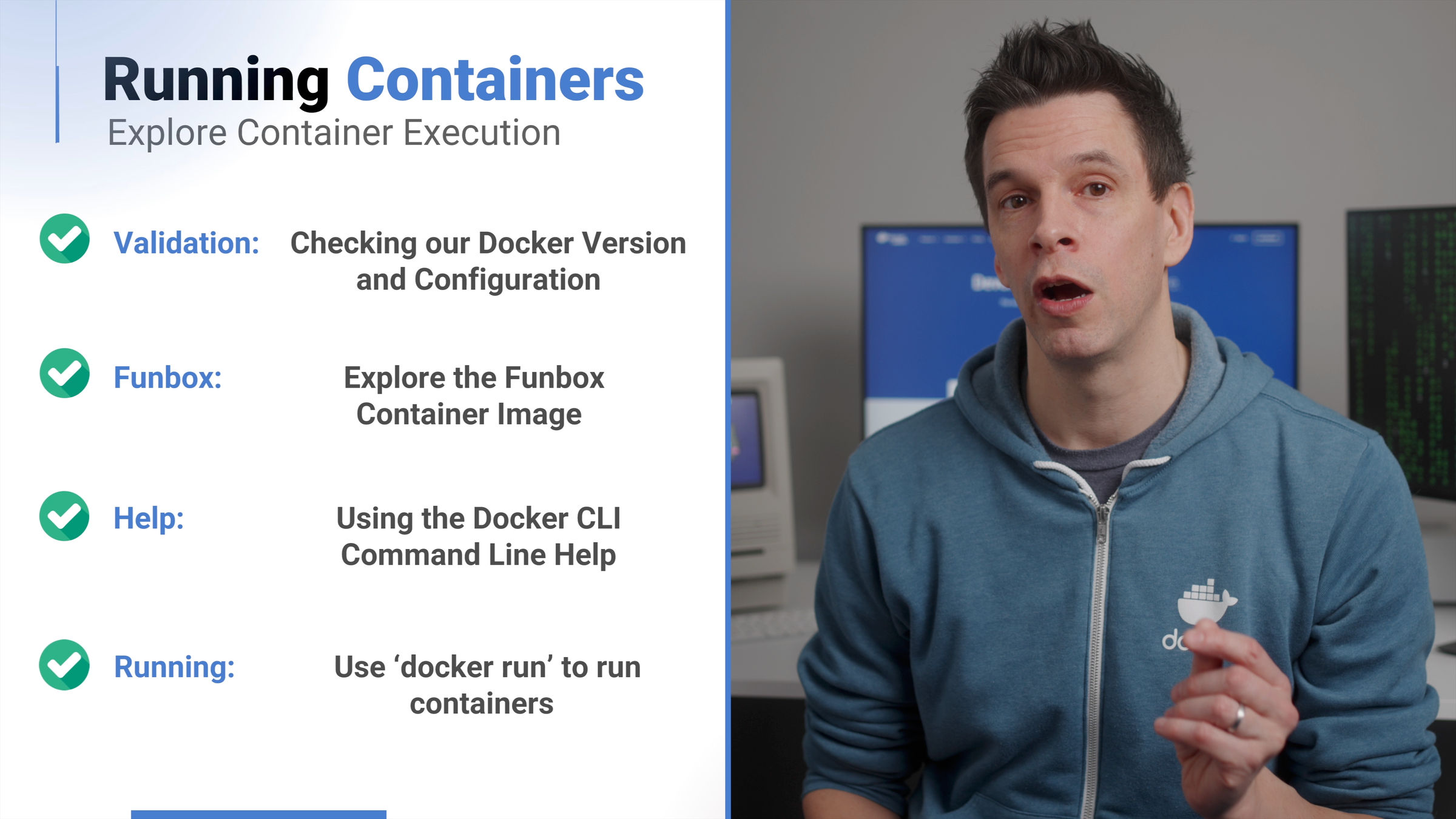 Hands-on demonstration of running Docker containers with practical command examples