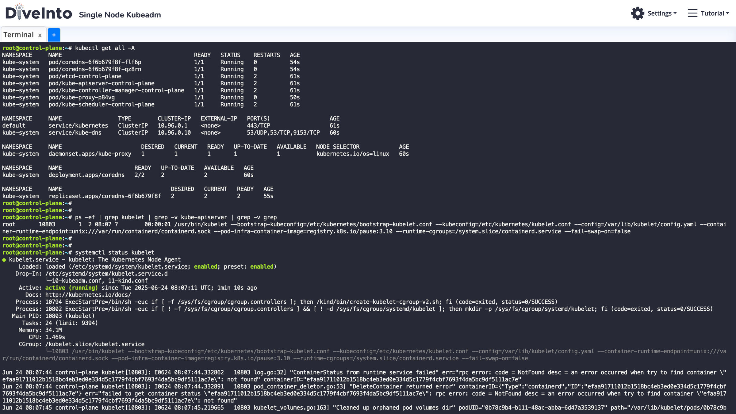 Comprehensive kubectl get all command showing cluster resources