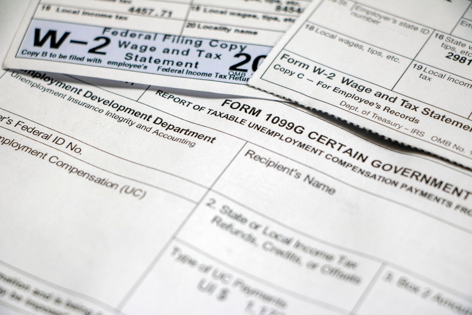 Stack of W-2 papers