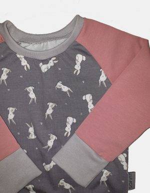 Langarm-Shirt grau mit Kaninchen