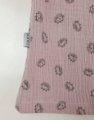 Kurzarm-Kleid Musselin zart rosa mit Igel, Gr. 80