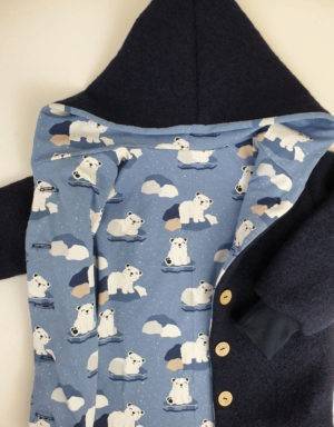 Walkjacke dunkelblau, blau mit Eisbär auf Eisscholle