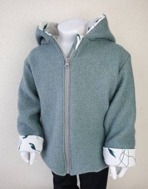 Walkjacke mintgrün, weiß mit grünen Blättern