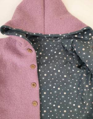 Walkjacke rosa, grau mit Sternhimmel