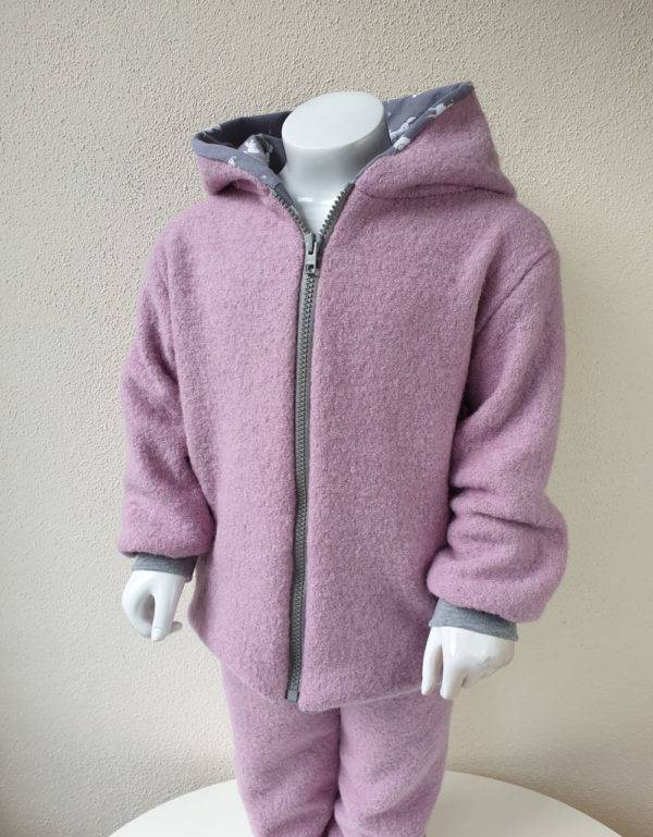 Walkjacke rosa, grau mit Kaninchen