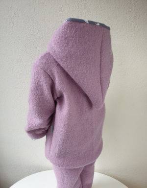 Walkjacke rosa, grau mit Kaninchen