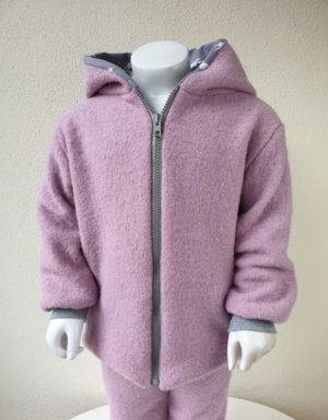 Walkjacke rosa, grau mit Kaninchen