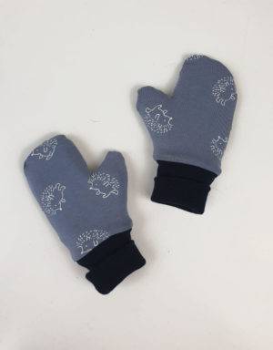 Handschuhe blau mit Igel, Futter aus Nicki