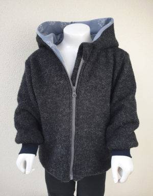 Walkjacke grau-schwarz, blau mit Igel