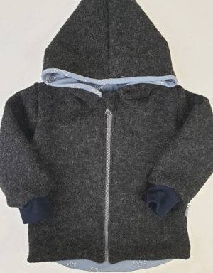 Walkjacke grau-schwarz, blau mit Igel