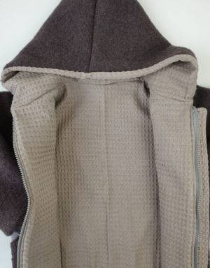 Walkjacke taupe, Waffelpique beige