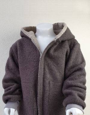 Walkjacke taupe, Waffelpique beige