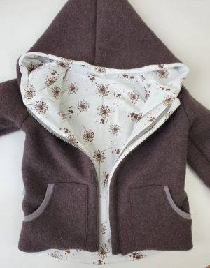 Walkjacke taupe, weiß mit Pusteblume