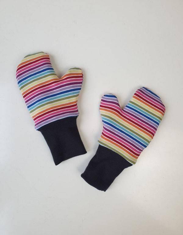 Handschuhe Regenbogen-Streifen, Futter aus Nicki
