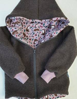 Walkjacke taupe, rosa mit Fuchs