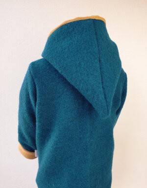 Walkjacke petrol, Musselin senf-gelb