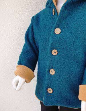 Walkjacke petrol, Musselin senf-gelb