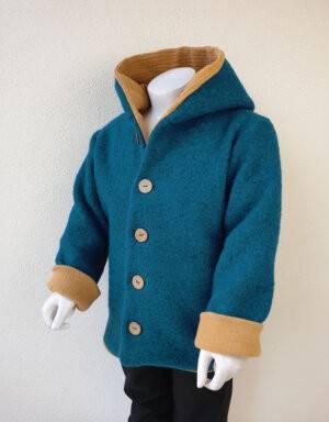 Walkjacke petrol, Musselin senf-gelb