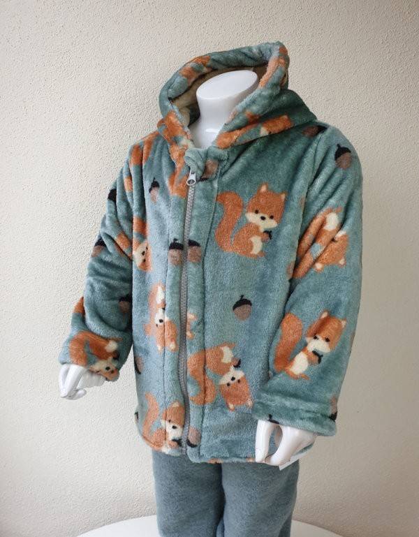 Fleecejacke grün mit Eichhörnchen