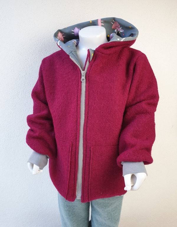 Walkjacke beere, grau mit Fee / Prinzessin