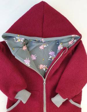 Walkjacke beere, grau mit Fee / Prinzessin