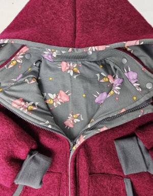 Walkjacke beere, grau mit Fee / Prinzessin