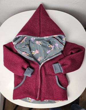 Walkjacke beere, grau mit Fee / Prinzessin