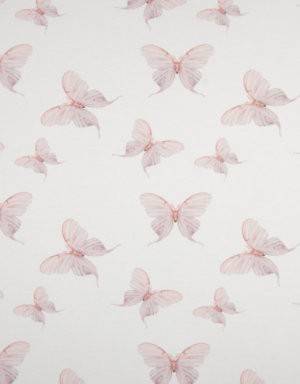 #J045 Bio-Jersey weiß mit rosa Schmetterlingen