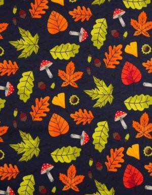 French Terry dunkelgrau mit Herbstblättern