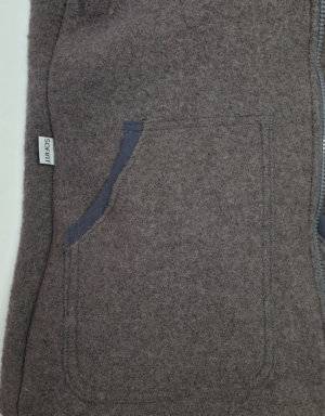 Damenmantel aus Walk taupe, Jersey blau mit Strichen