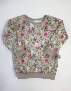 Langarm-Shirt beige mit Blumen und Blättern