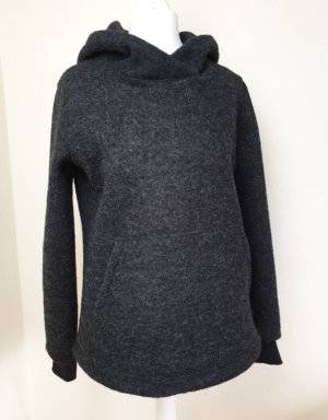 Damen Pullover / Hoodie aus Walk grau-schwarz (tailliert)