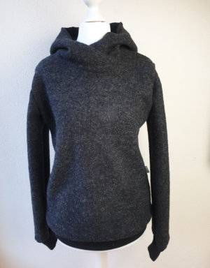 Damen Pullover / Hoodie aus Walk grau-schwarz (tailliert)