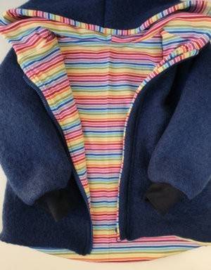 Walkjacke jeans-blau, Regenbogen-Steifen