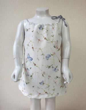 Sommer-Kleid aus Musselin weiß mit Schmetterlingen