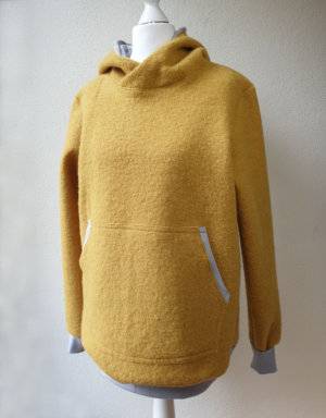 Damen Pullover / Hoodie aus Walk senf-gelb (tailliert)