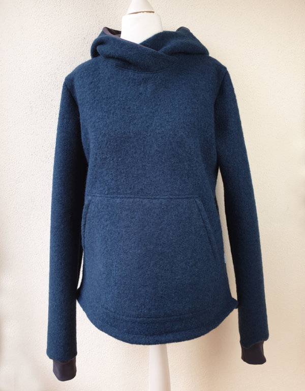 Damen Pullover / Hoodie aus Walk dunkelpetrol (tailliert)